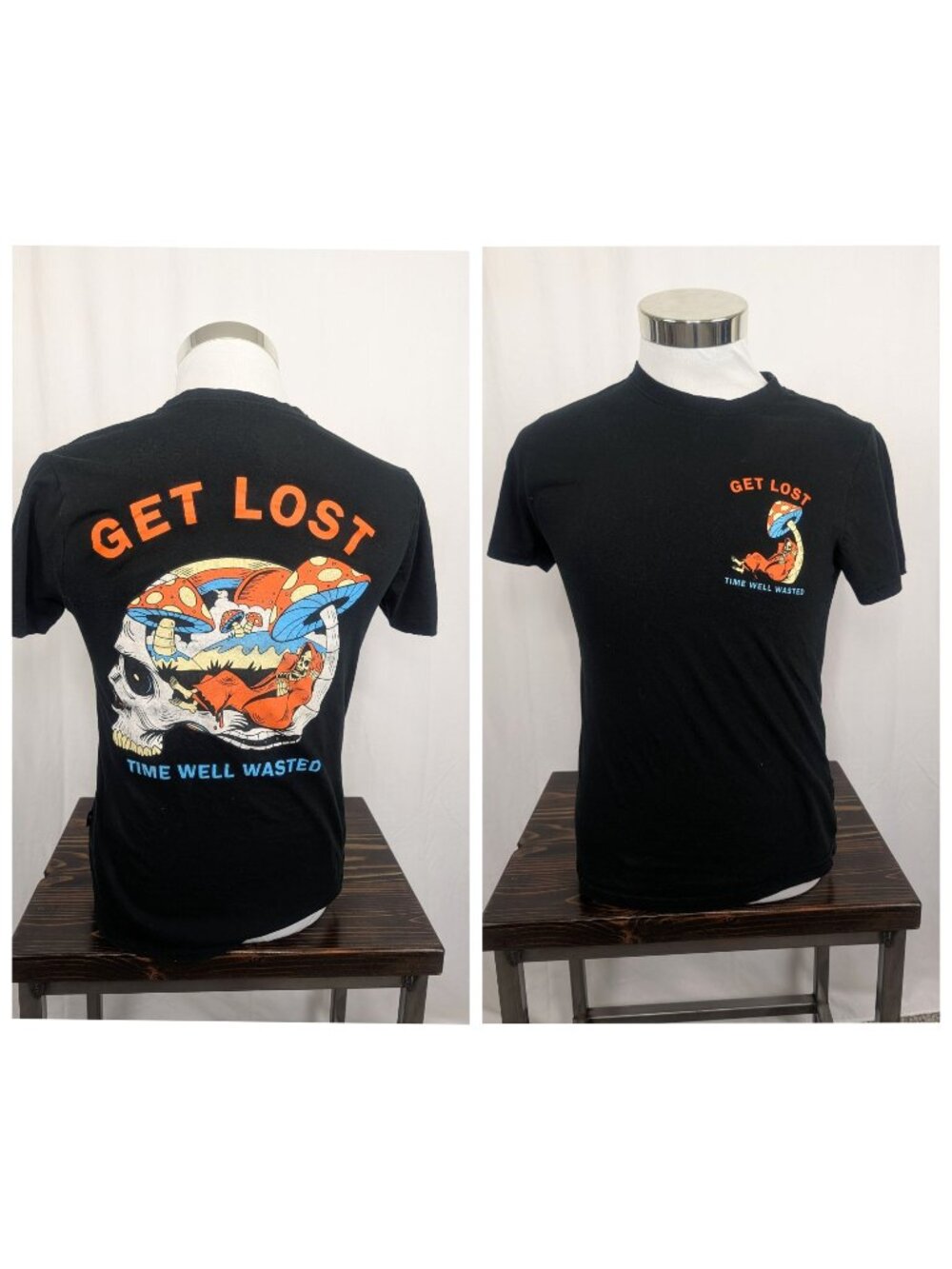 DK Get Lost Shirt Small Black Time Well Wasted